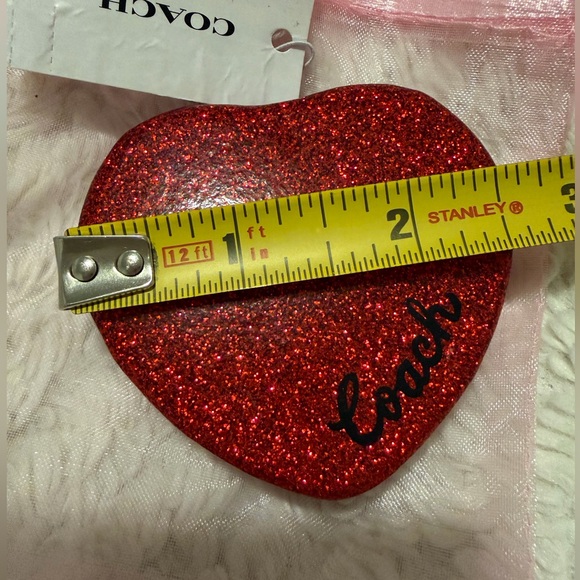 Coach Sparkling Red Heart Compact Mirror NWT - Picture 6 of 8